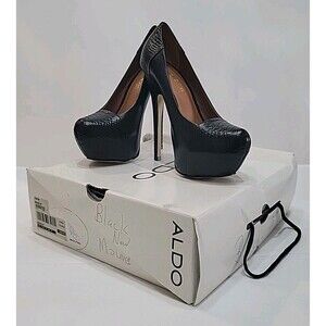 ALDO New Mound Black Reptile Embossed Platform Pumps Stiletto High Heels Size 7B